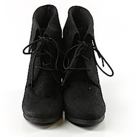 Mossimo Supply Co Wedge Booties Faux Black Suede 9 - Picture 3 of 13